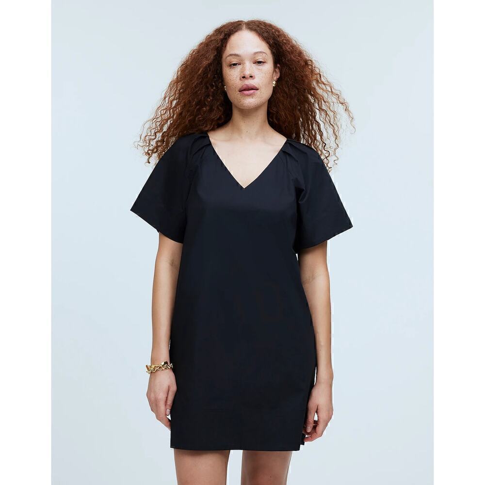Madewell Women's V-Neck Mini Shirtdress Black Size Xs